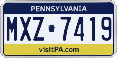 PA license plate MXZ7419