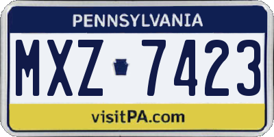 PA license plate MXZ7423