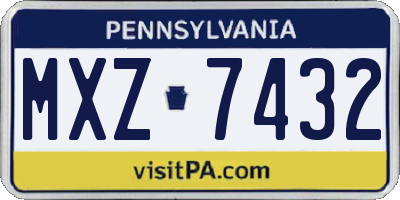PA license plate MXZ7432