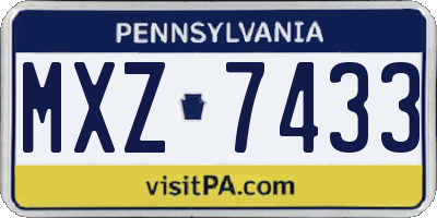 PA license plate MXZ7433