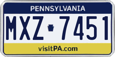PA license plate MXZ7451