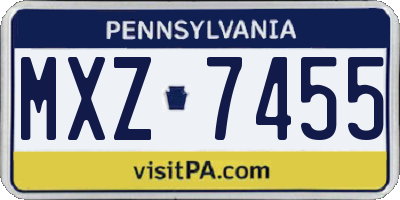PA license plate MXZ7455