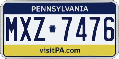 PA license plate MXZ7476