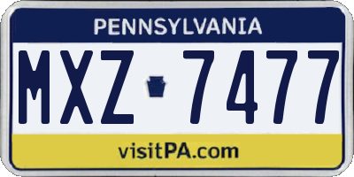 PA license plate MXZ7477