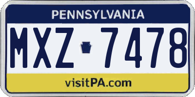 PA license plate MXZ7478