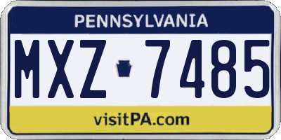 PA license plate MXZ7485