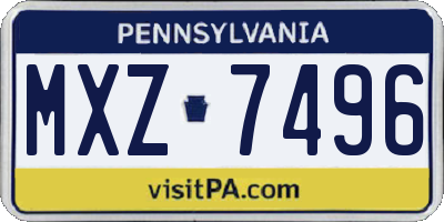 PA license plate MXZ7496