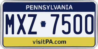 PA license plate MXZ7500