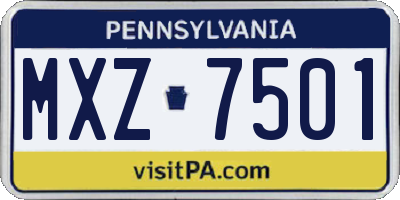 PA license plate MXZ7501