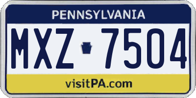 PA license plate MXZ7504