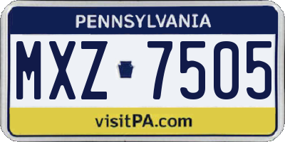 PA license plate MXZ7505