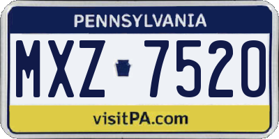 PA license plate MXZ7520