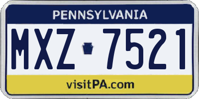 PA license plate MXZ7521