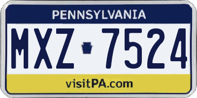 PA license plate MXZ7524