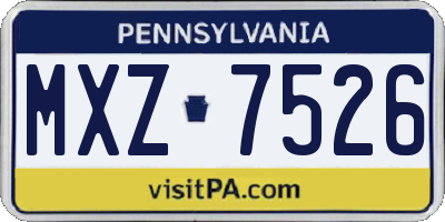 PA license plate MXZ7526