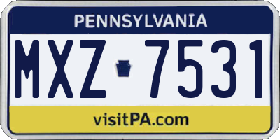 PA license plate MXZ7531