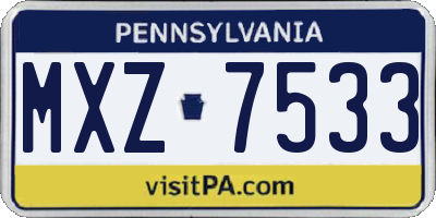 PA license plate MXZ7533