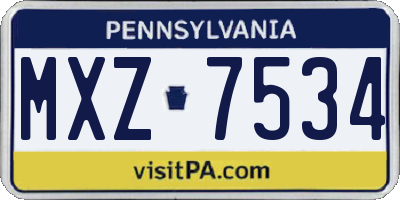 PA license plate MXZ7534