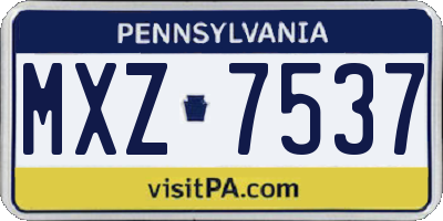 PA license plate MXZ7537