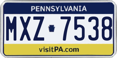 PA license plate MXZ7538