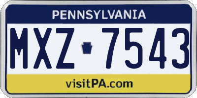 PA license plate MXZ7543