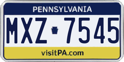 PA license plate MXZ7545