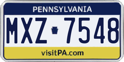 PA license plate MXZ7548