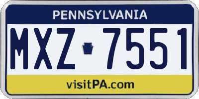 PA license plate MXZ7551