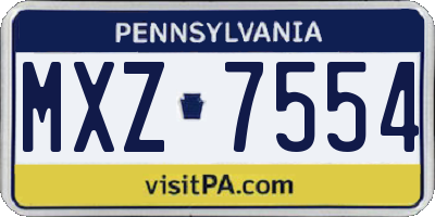 PA license plate MXZ7554