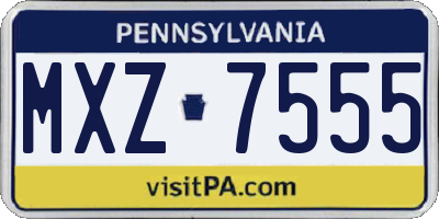 PA license plate MXZ7555