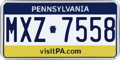 PA license plate MXZ7558