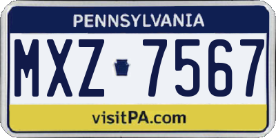 PA license plate MXZ7567