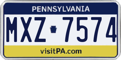 PA license plate MXZ7574