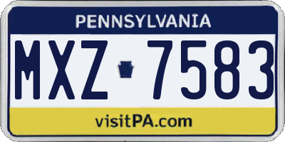 PA license plate MXZ7583