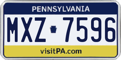 PA license plate MXZ7596