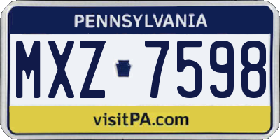 PA license plate MXZ7598