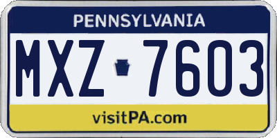 PA license plate MXZ7603
