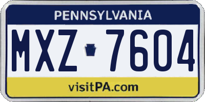 PA license plate MXZ7604