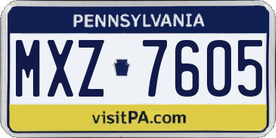 PA license plate MXZ7605