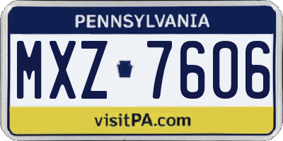 PA license plate MXZ7606
