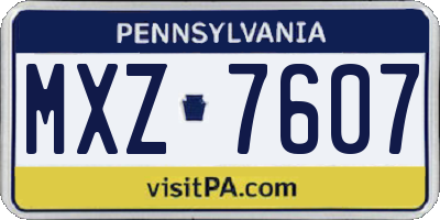 PA license plate MXZ7607