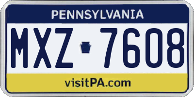 PA license plate MXZ7608