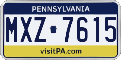PA license plate MXZ7615