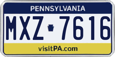 PA license plate MXZ7616
