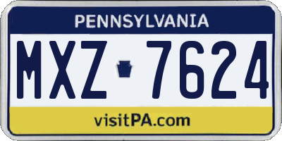 PA license plate MXZ7624