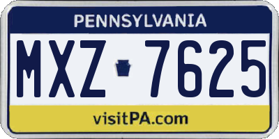PA license plate MXZ7625
