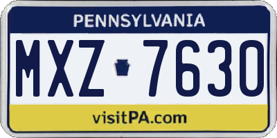 PA license plate MXZ7630
