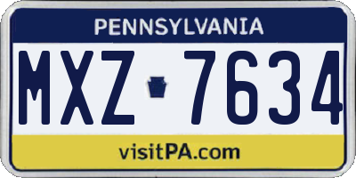 PA license plate MXZ7634