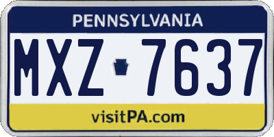 PA license plate MXZ7637