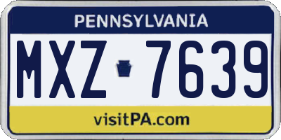 PA license plate MXZ7639